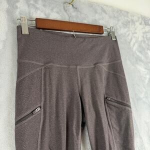 Athleta‎ Pixy Drifter Textured Brown Activewear Leggings Womens XS ZipPockets